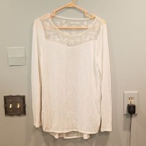 Lauren Conrad White Floral Panel Shirt